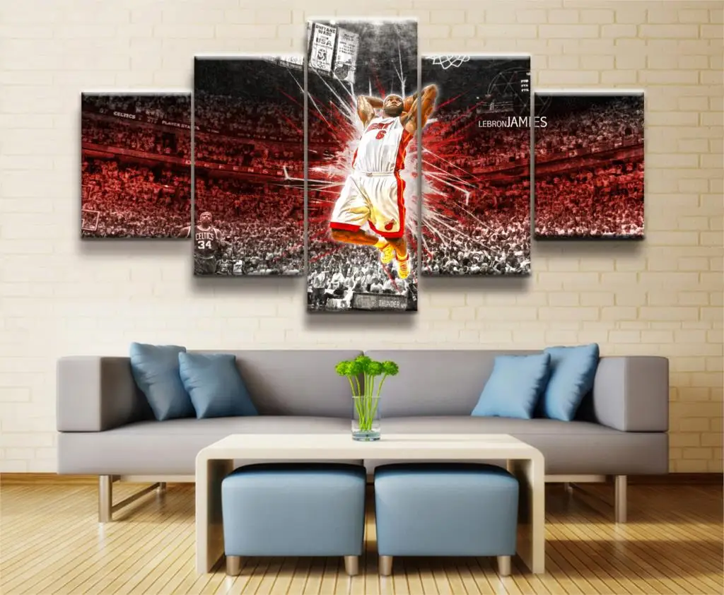 Холст картины Спорт Баскетбол НБА Jordan James Kobe Curry Ross Art Framework 12 домашний Декор 5 шт.