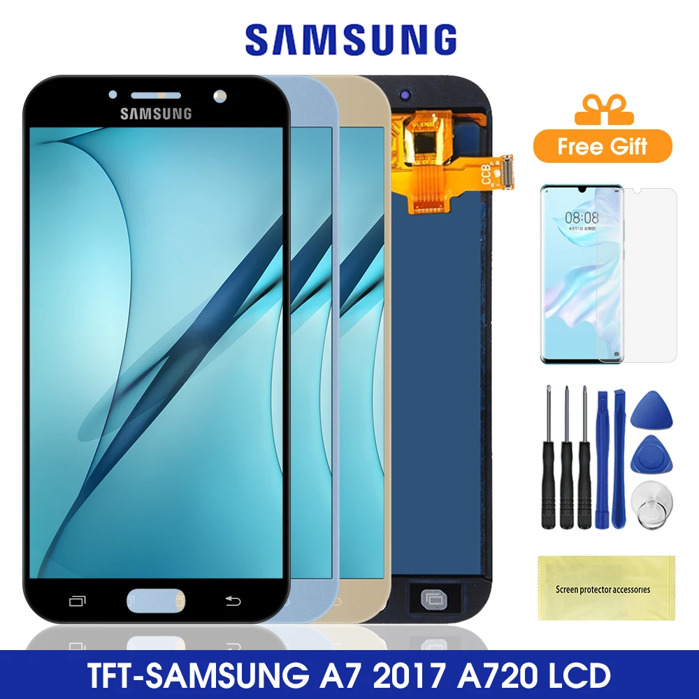 A720 Lcd For Samsung Galaxy A7 2017 LCD Display Touch Screen Digitizer Assembly A720F SM-A720F Lcds | Мобильные телефоны и
