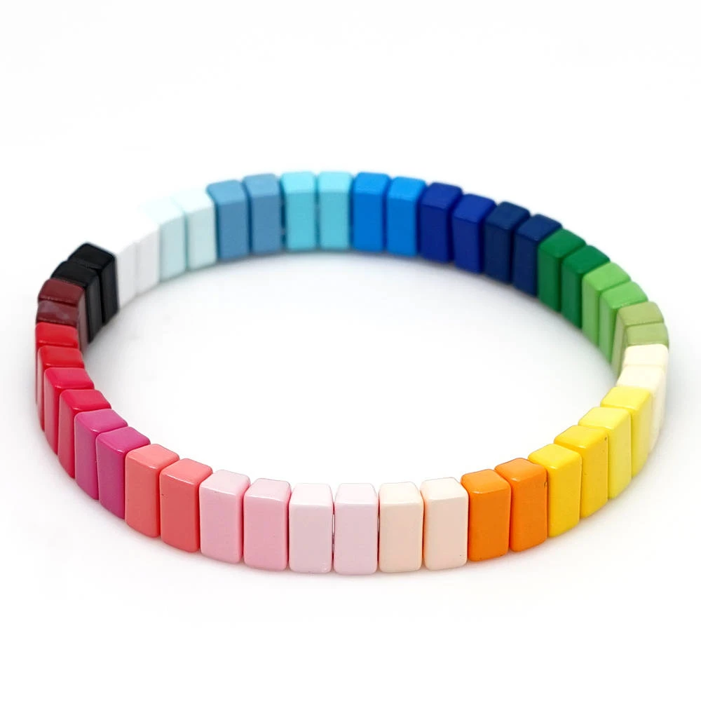 

Shinus Bohemian Tile Bracelet Women Rainbow Bracelets Summer Beach Bangle Popular Jewelry Colorful Friendship Pulseira 19 Candy