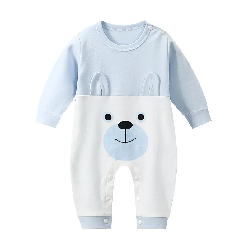 Одежда для малышей; комбинезон для новорожденных; Комбинезон для маленьких мальчиков и девочек с длинными рукавами и рисунком медведя; комбинезоны одежда для детей - Цвет: blue bear