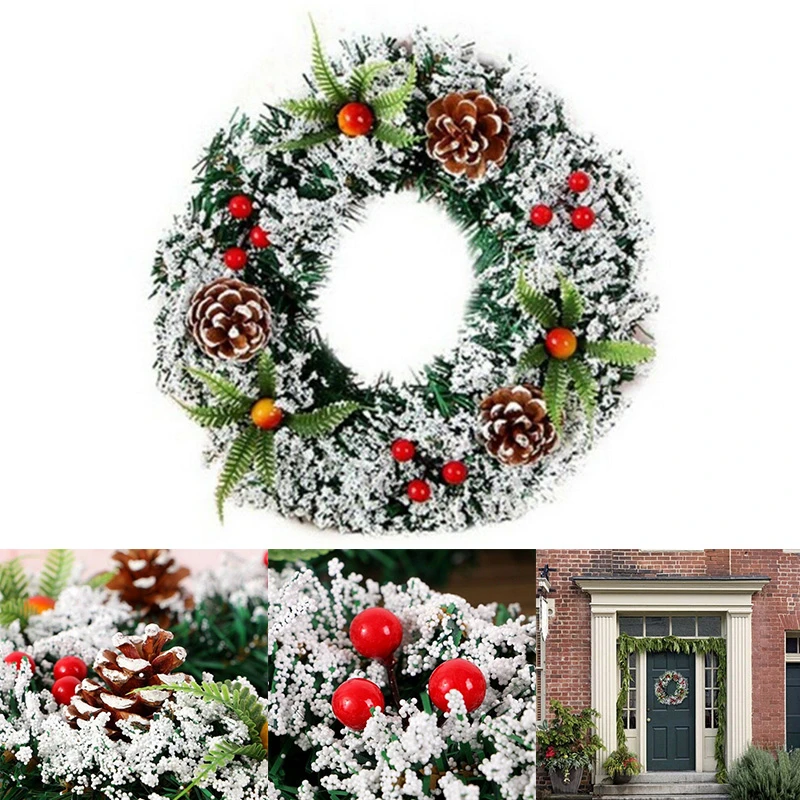 1X Christmas Wreath Hanging Garland Xmas Party Ornament Outdoor Wall Decors 20CM