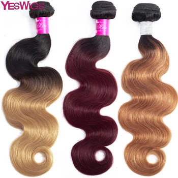 

Brazilian Body Wave Hair Weave Bundles Remy 28 30 32 Inch Human Hair Extensions Color 1B/2/4/27/99J/Burgundy Ombre Hair Bundles