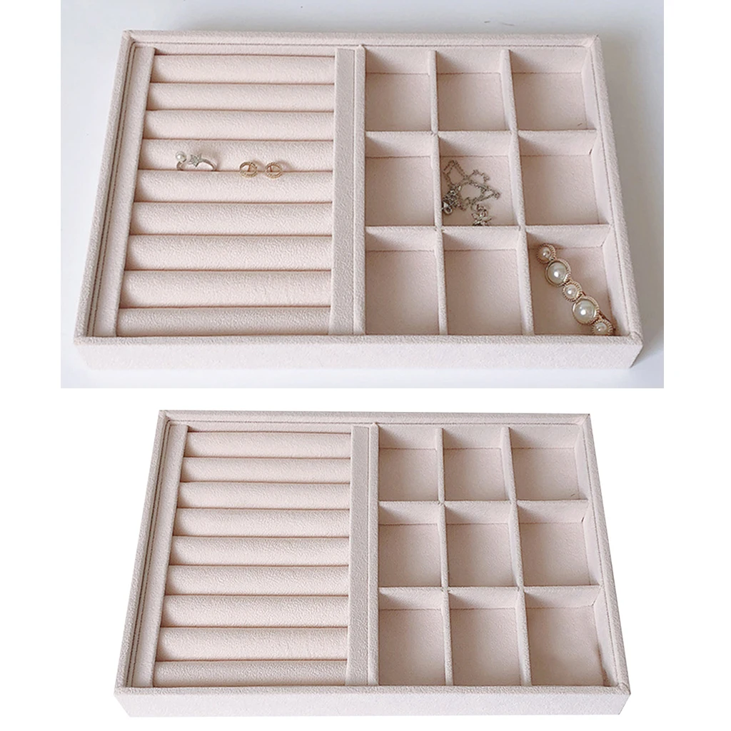 Velvet Earring Ring Jewelry Display Storage Box Tray Organizer Holder Showcase