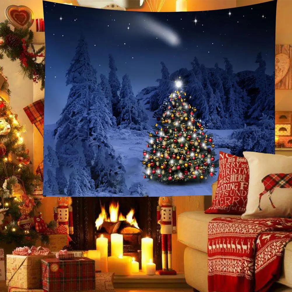 

Wall Hanging Tapestry Christmas Blanket Xmas Printing Tapestry Yoga Mat Christmas Tree Carpet Hang Cloth Christmas Decorative