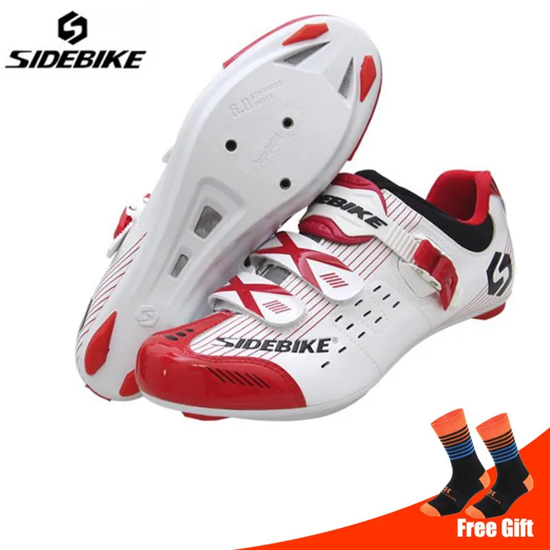 SIDEBIKE/Мужская обувь для велоспорта; Набор очков; sapatilha ciclismo; Ультралегкая дышащая обувь с блокировкой для триатлона; гоночная велосипедная обувь - Цвет: add socks