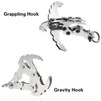 

Hot New Outdoor Stainless Steel Folding Grappling Gravity Hook Climbing Claw Carabiner Car Traction EDC Tool Key Chain Camping E
