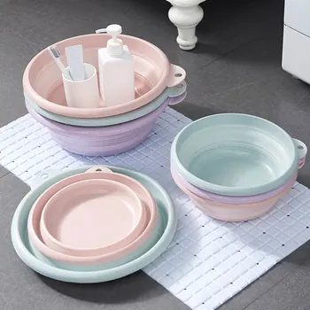 

Collapsible Portable Wash Basin Dishpan Household Laundry Portable Travel Folding Water Basin E2S