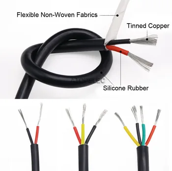 

5M Flexible 2/3/4 Cores Silicone Power Cable Cord Super Soft Tinned OFC Copper Signal Wire 200Deg.C 22/20/18/17/15/13/11/10 AWG