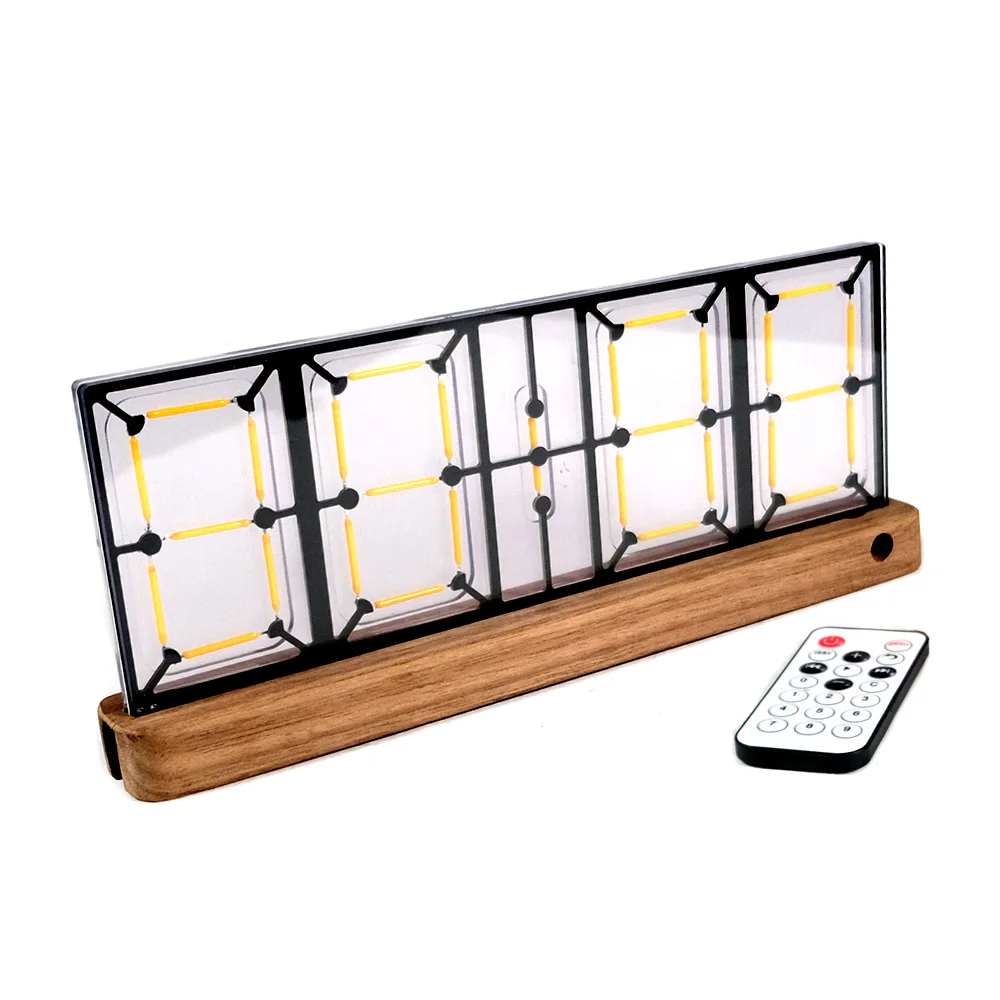 Ceramic Filament Led Analog Glow Clock Retro Creative Desktop Ornaments Wood Base Infrared Remote Control Fashion Gift