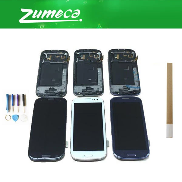 Для Samsung Galaxy S3 i9300 i535 I9300 ЖК экран + сенсорный дигитайзер с рамкой синий белый