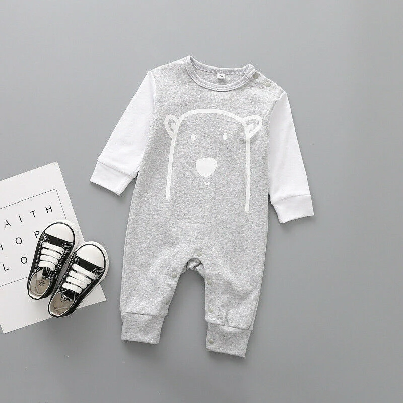 Милые Комбинезоны Bebe с рисунком медведя из мультфильма, хлопковые топы для маленьких мальчиков, брючный комбинезон, леггинсы, шапка, одежда, От 0 до 2 лет Roupa