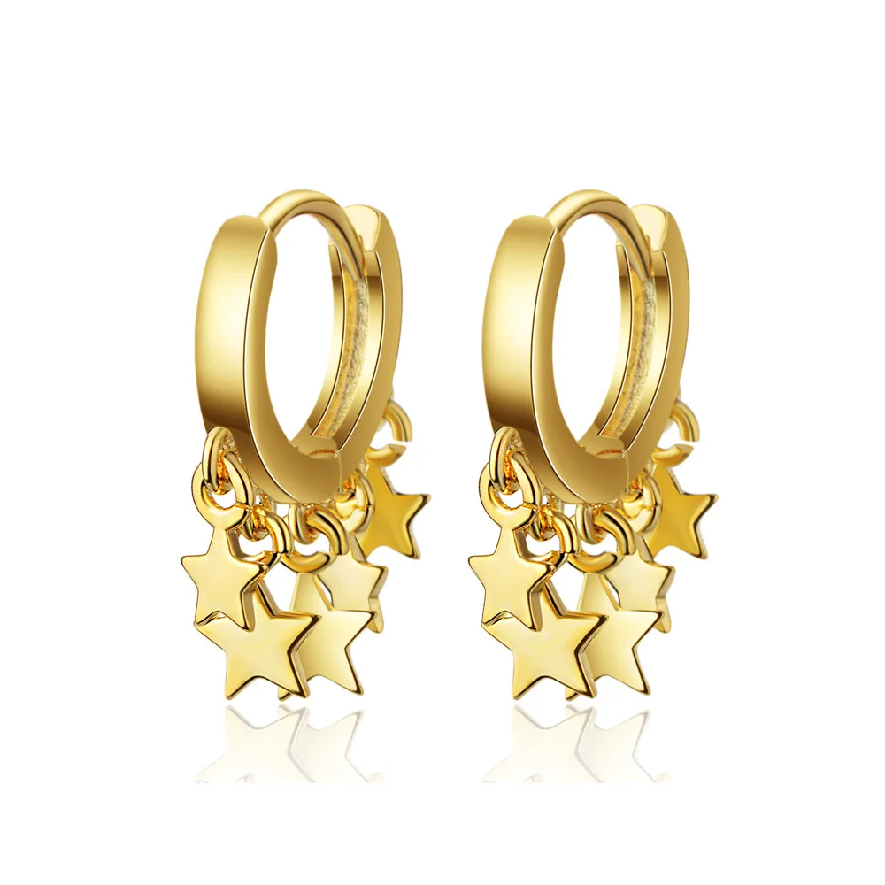 GOLD 1 Трендовые золотые серьги с кисточками, модные золотые и серебряные маленькие висячие серьги со звездами для женщин, корейские ювелирные изделия - Окраска металла: GOLD 1