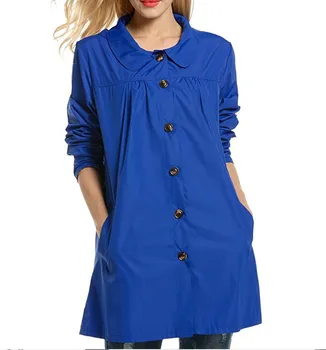 

Large Size L-4XL Women Rain Coat Casual Turn-down Collar Long Windbreaker Lightweight Waterproof Jacket