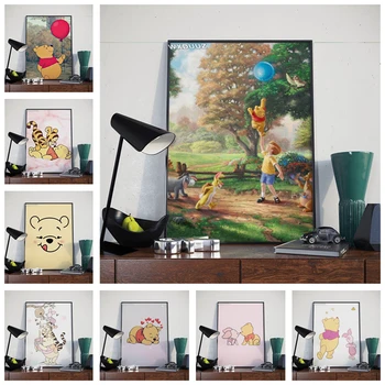 

Winnie the Pooh cartoon simple home decoration Nursery Kids Room Painting Cartoon Home Decor Art Decor posters canvas painting