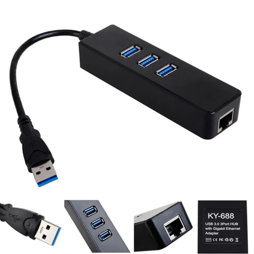 Компьютер 1000 Мбит/с 3 порта USB 0 Gigabit Ethernet LAN Rj45 сетевой адаптер концентратор