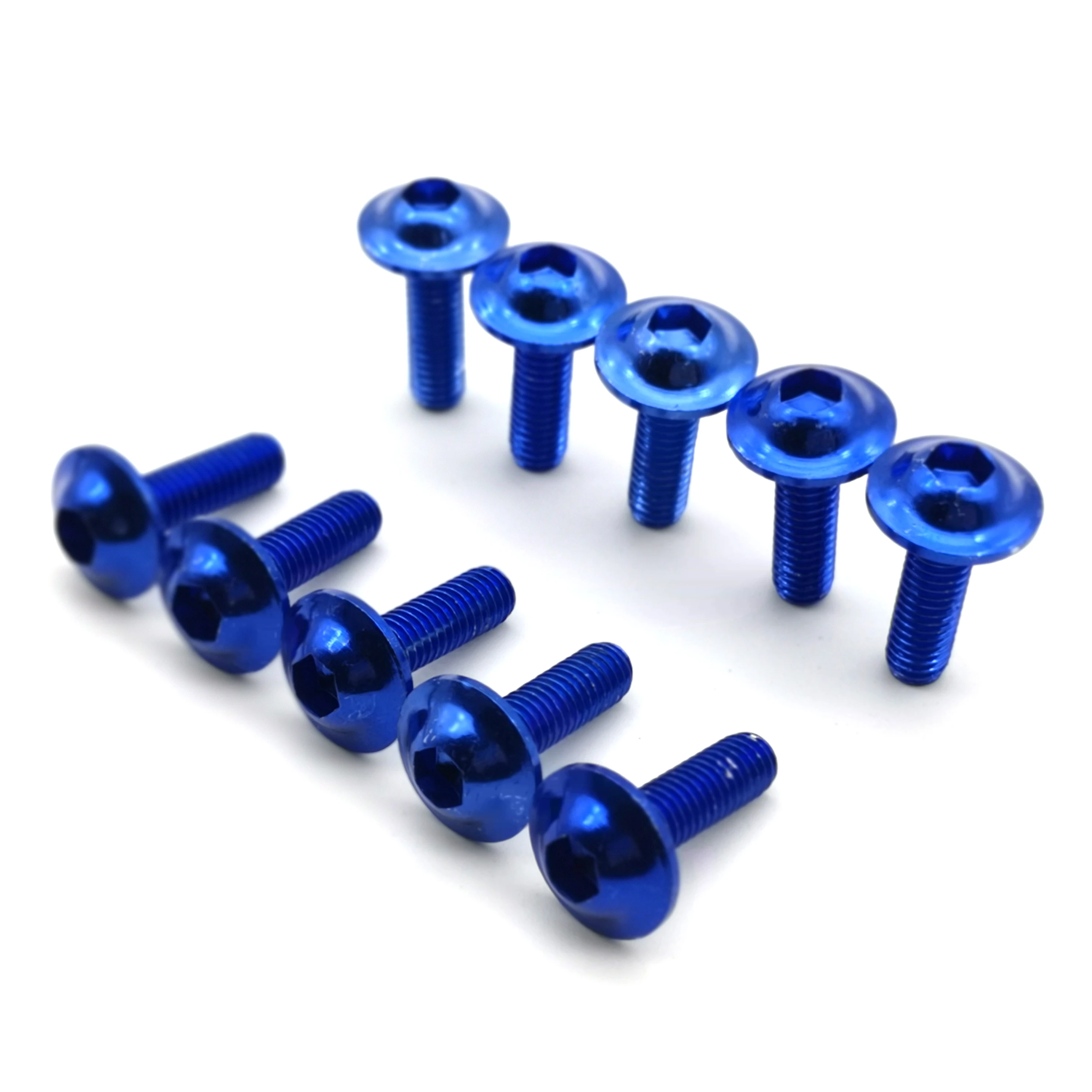 10pcs Motorcycle Bolts Screw M6 X 16mm Aluminum Adornment Bolts Blue