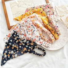 

Vintage Flower Print Hair Scarf Floral Triangle Women Bandanas 2021 Boho Elastic Hair Bands Headband Girls Hair Accessories Hot