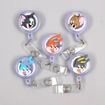 

Newest Cartoon 60cm Silicone Rubbit /Cat/ Mouse Retractable Badge Reel Student Nurse Exhibition Enfermera Name Card Chest