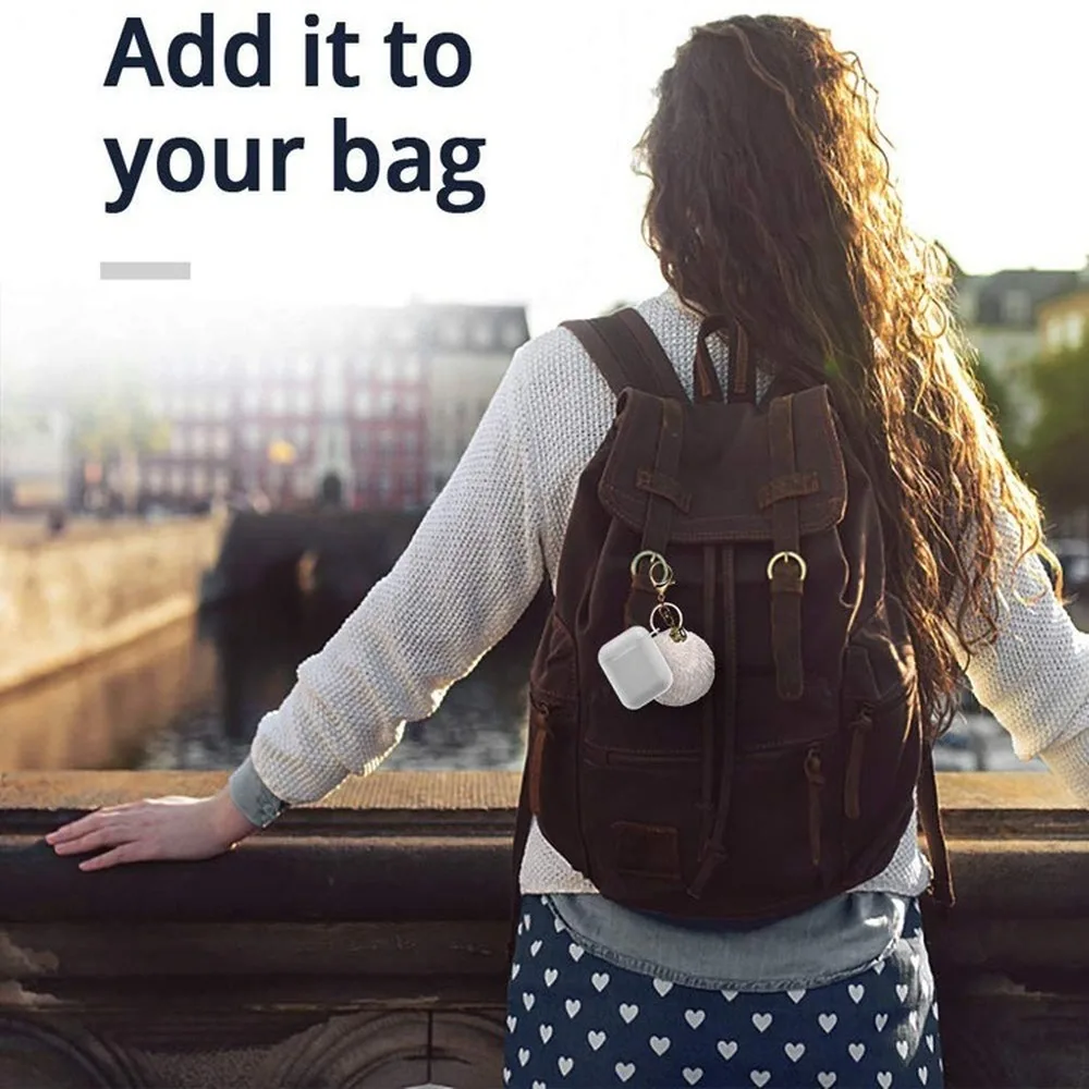 Protective Case multi colors with lost-proof and Keychain hooks lovely hair ball Silicone Bluetooth Earphone For airpods 1 2