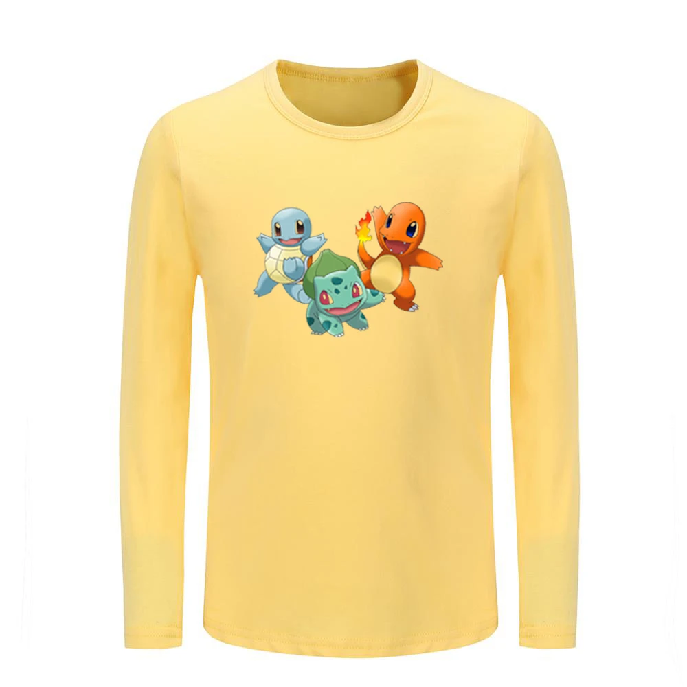 Милые детские футболки с рисунком Pokemon Charmander Bulbasaur покебол Сквиртл Детские футболки с графическим принтом топы с длинными рукавами для мальчиков и девочек - Цвет: JeKY574C
