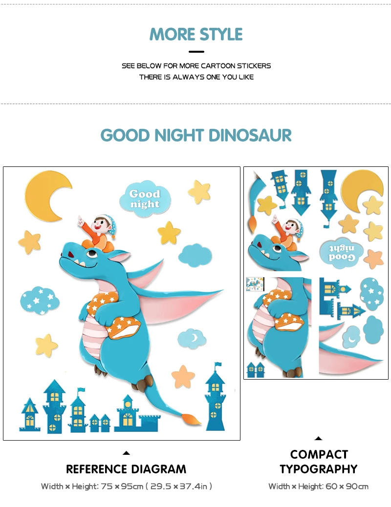 Dinosaur wall sticker corner stickers kids room decoration self-adhesive baby bedroom decor cartoon squirrels pattern home decor