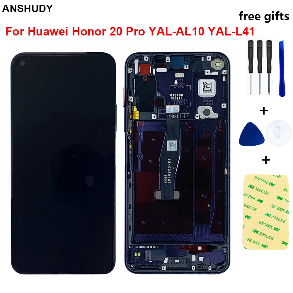 

For Huawei Honor 20 Pro LCD Touch Screen With Frame For Honor 20Pro LCD Display Replace YAL-AL10 YAL-L41 Repair Parts +Tools