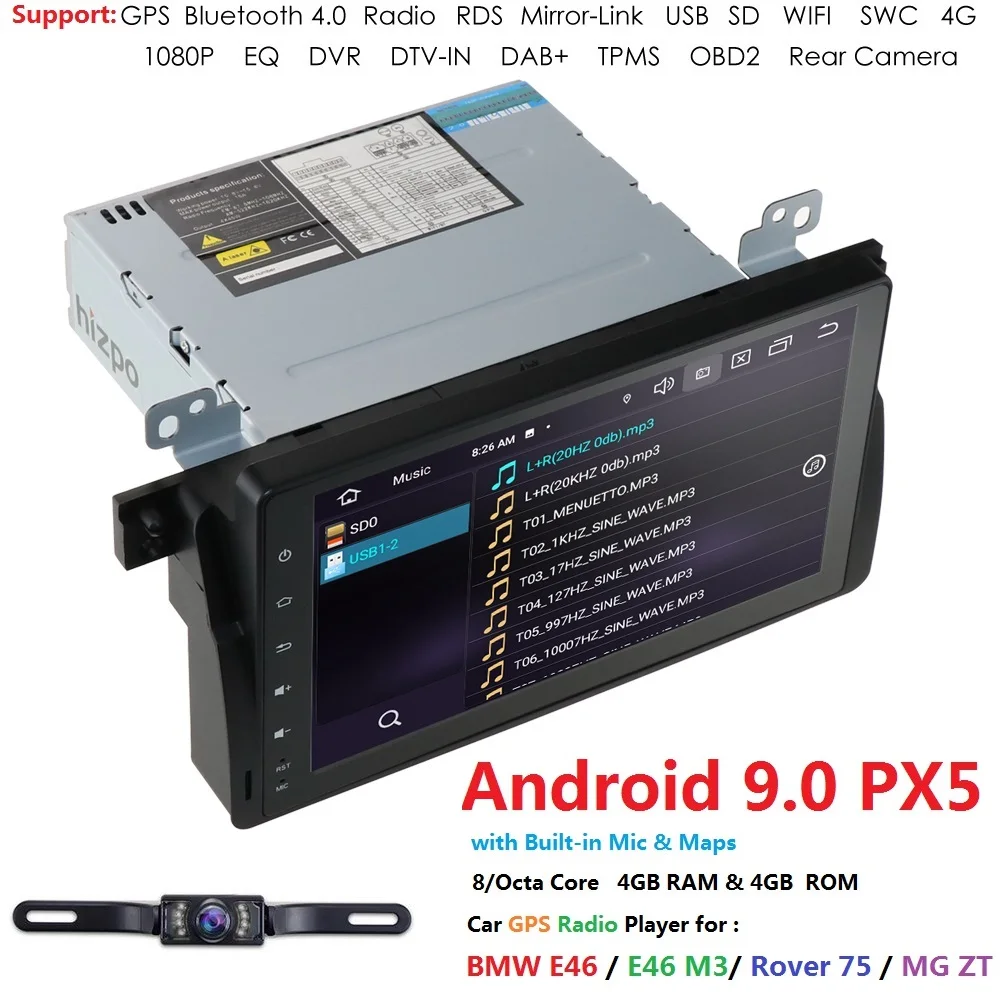  9'' IPS DSP 8 core 4G RAM 64G ROM Android 9 Car radio GPS Navigation for BMW E46 M3 Rover 3 Series 