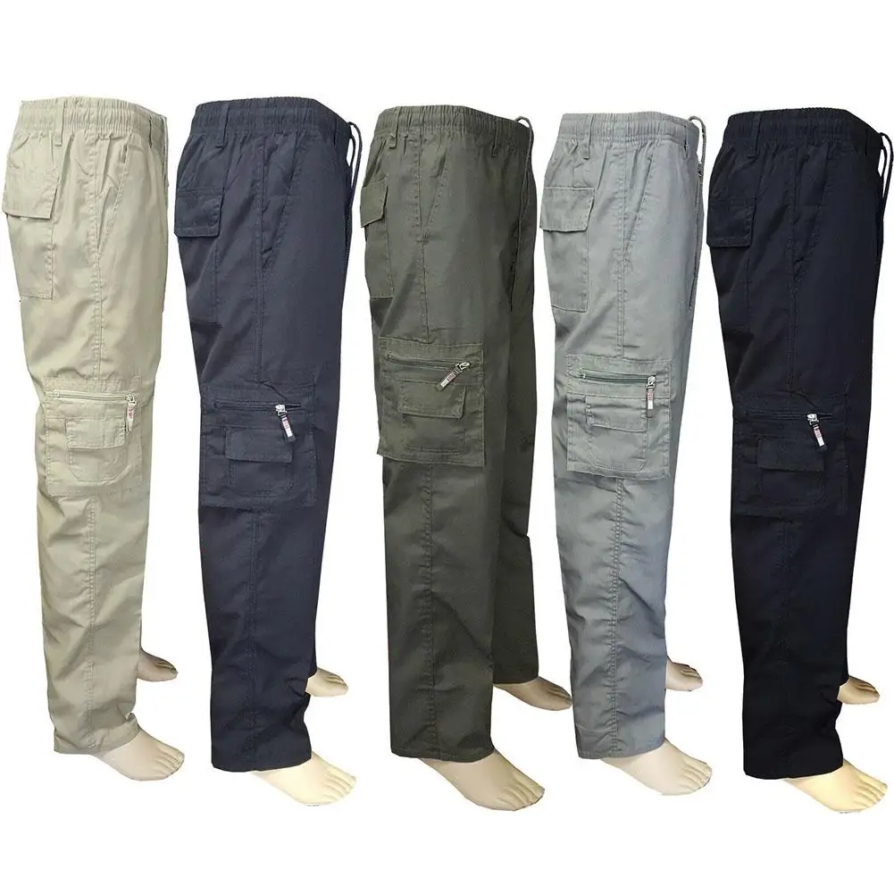 

Men Elasticated Casual Multi-Pocket Zipper Long Sport Sweatpants Work Pants