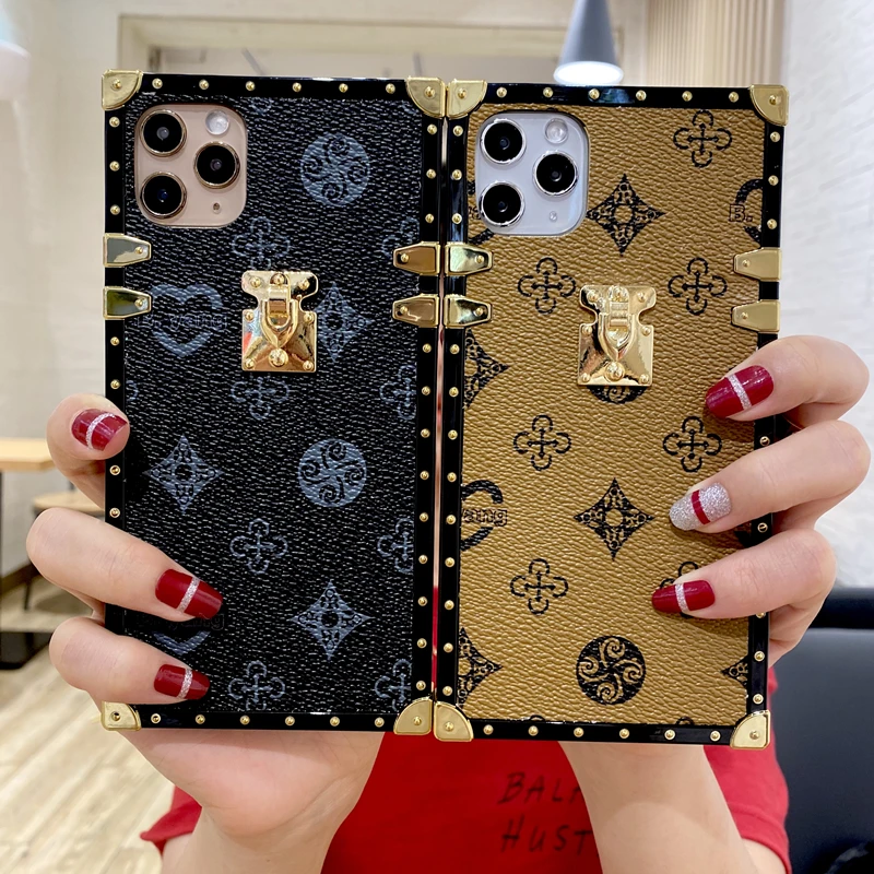 

Luxury Square PU Leather Case For iphone 11 Case SE X 6 7 8 Plus XR Xs Max Fashion Geometric Vintage Lattice Leather Phone Cover