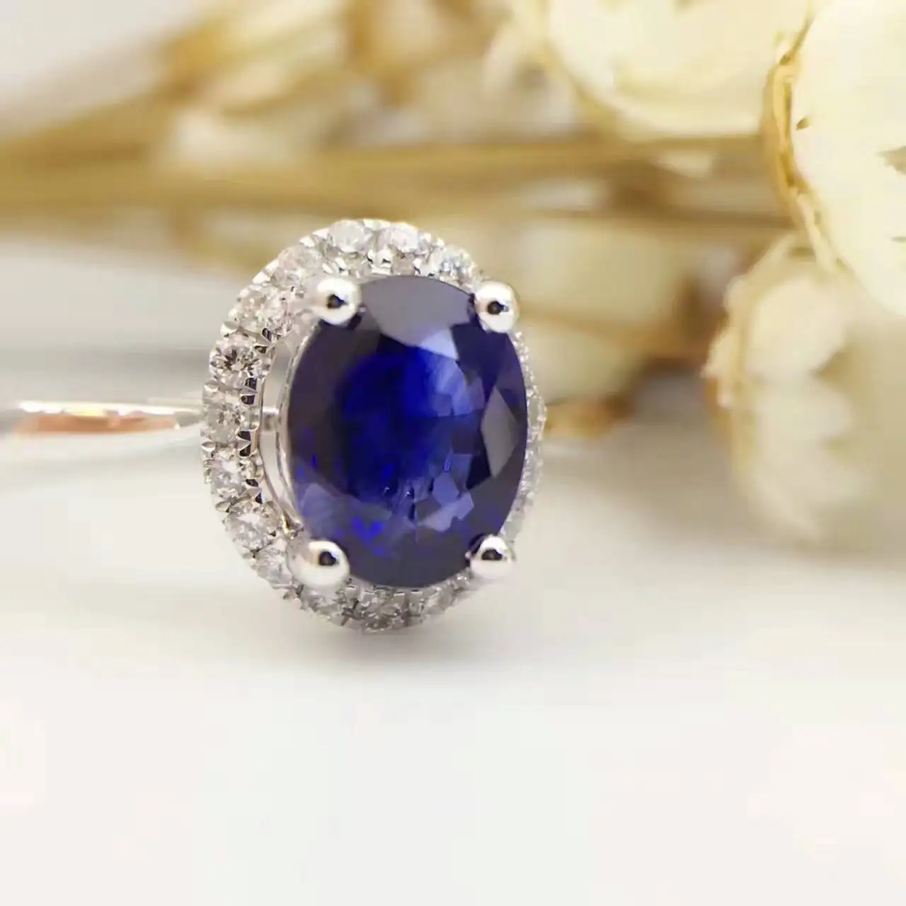 18K золото 0.819ct натуральный сапфир женское кольцо с 0.106ct Бриллиантовая установка Новое изысканное украшение на свадьбу обручальное кольцо
