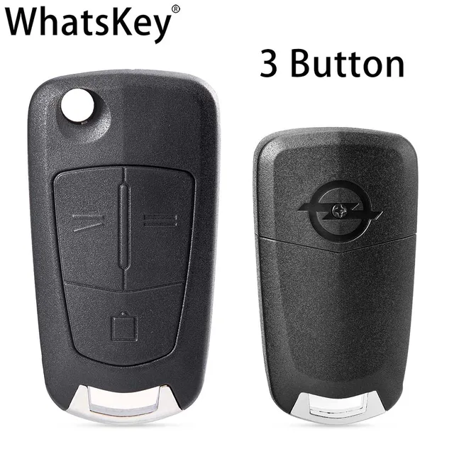 WhatsKey Flip Key Shell For Vauxhall Opel Astra J Corsa D Insignia Vectra C Zafira 2 BNT Remote Key Case Uncut Blade Replacement 3 Buttons