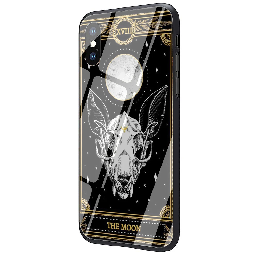 EWAU Таро смерти Coque оболочка закаленное стекло чехол для телефона чехол для iPhone 5 5S SE 6 6s 7 8 Plus X XR XS 11 Pro Max