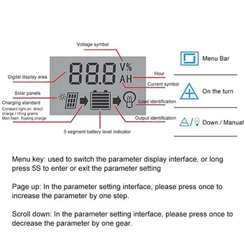 

10A/20A/30A automatic solar charging controller PWM controller LCD USB 5V output solar panel photovoltaic regulator