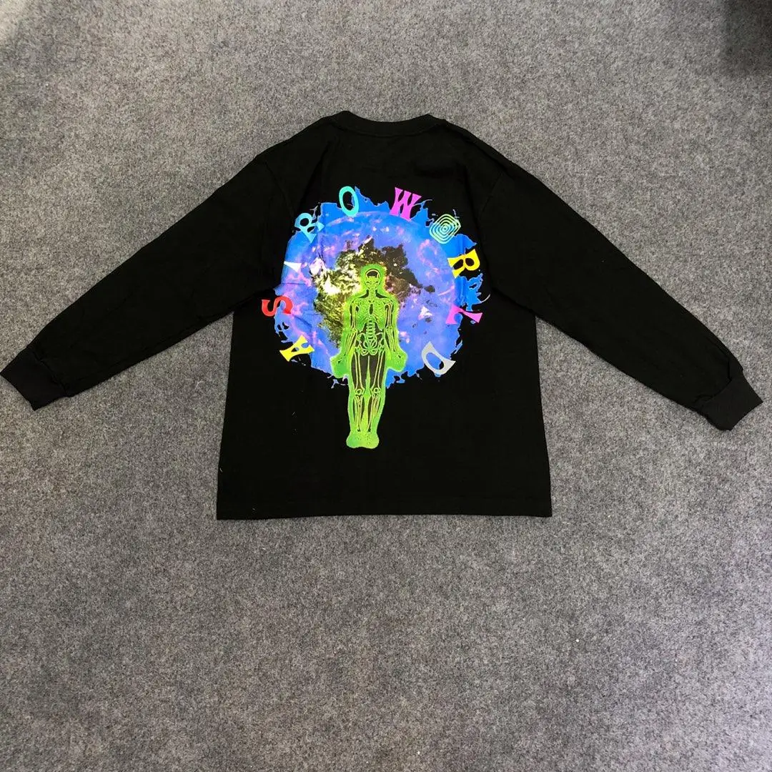 19SS с изображением Трэвиса Скотта Astroworld Enjoy The Ride футболки для мужчин и женщин с длинным рукавом астромир футболка Скелет астромир футболка