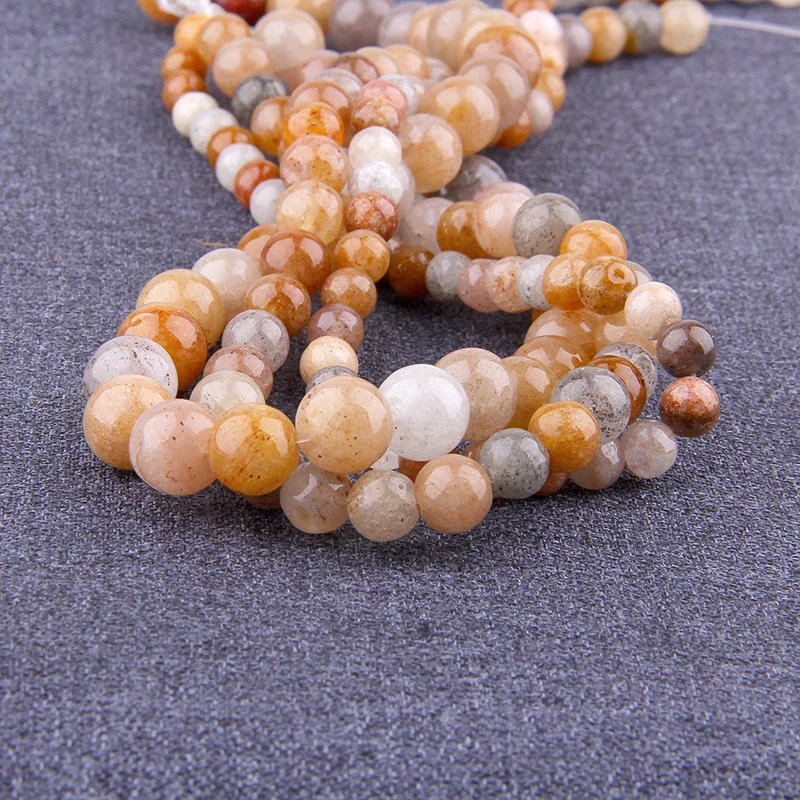 Natural Stone Brown Aragonites Jades Bead Chalcedony Smooth Agates Loose Spacer Beads For Jewelry Bracelet Making 15.5"strand