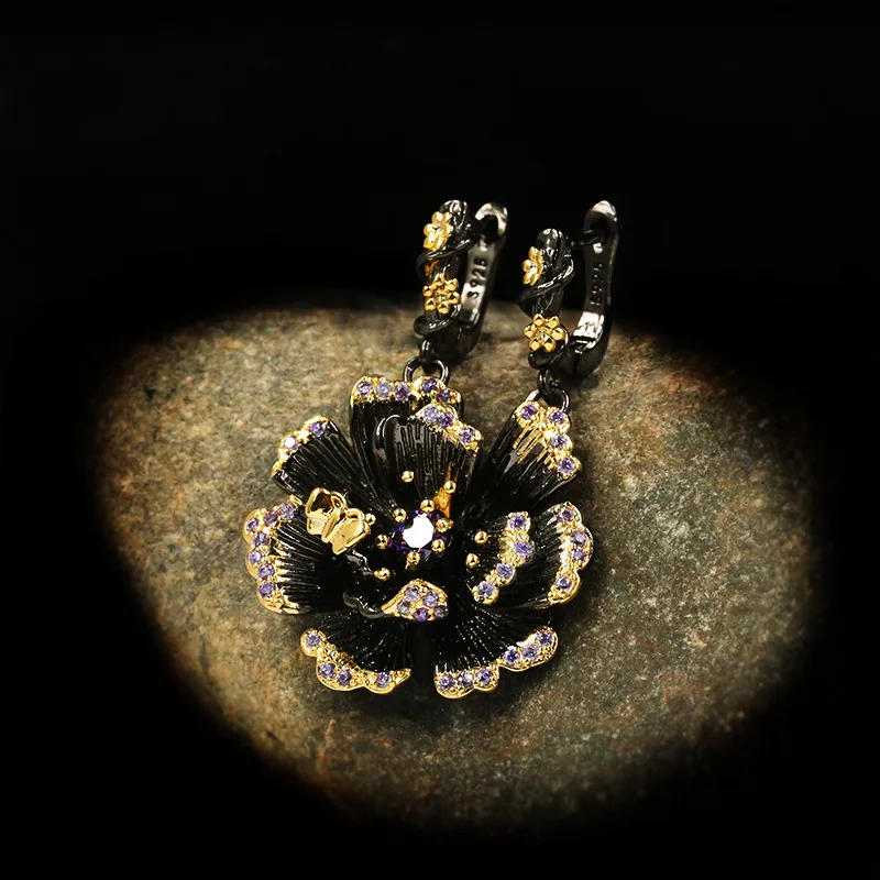 

Bohemian Style Sunflower Flower Plant Creative Earrings Asymmetrical Earrings Personality To Attend The Banquet Jewelry