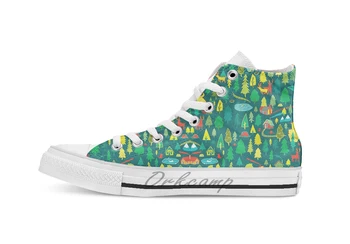 

Green Forest Pattern breathable Casual High Top lace-up Canvas shoes sneakers Drop shipping