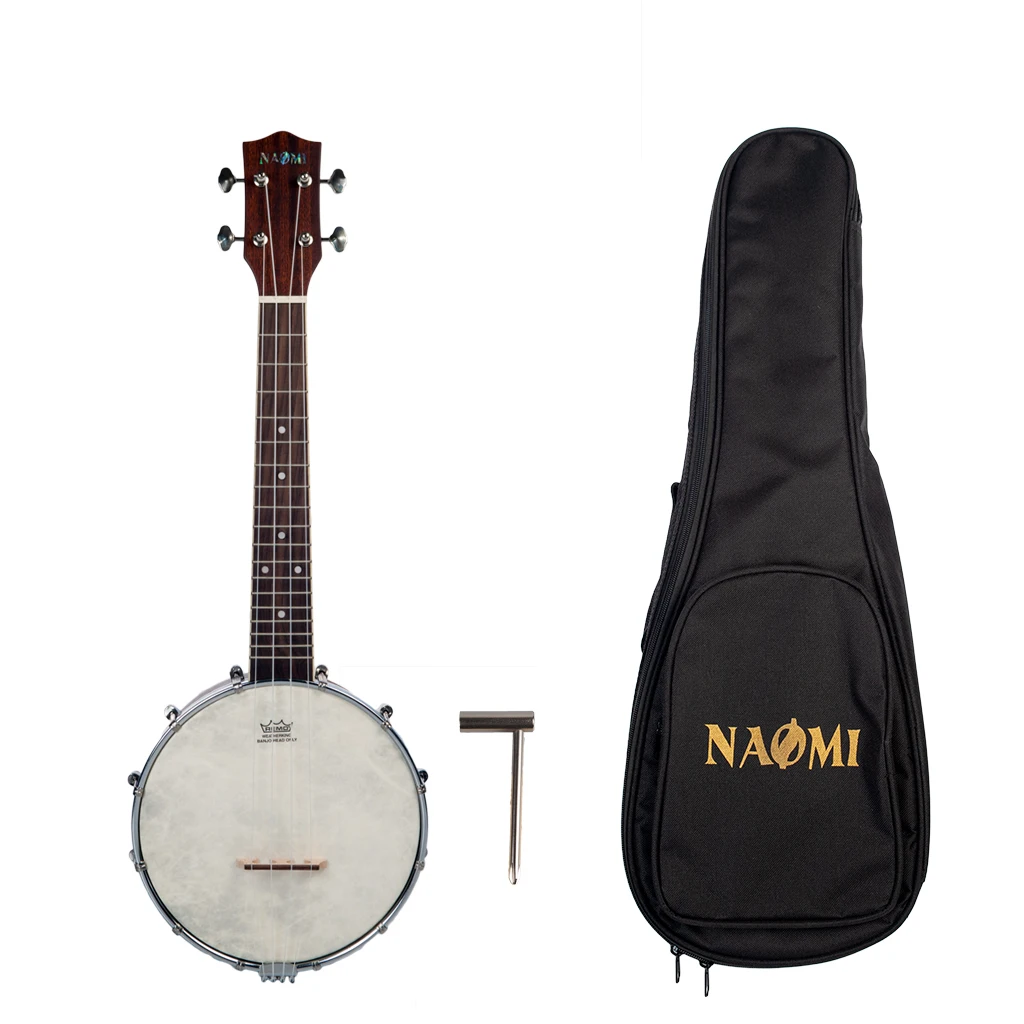 

24 Inch Concert Banjo Banjolele Ukulele 4-String Vintage-Plated with Carrying Bag Wrench