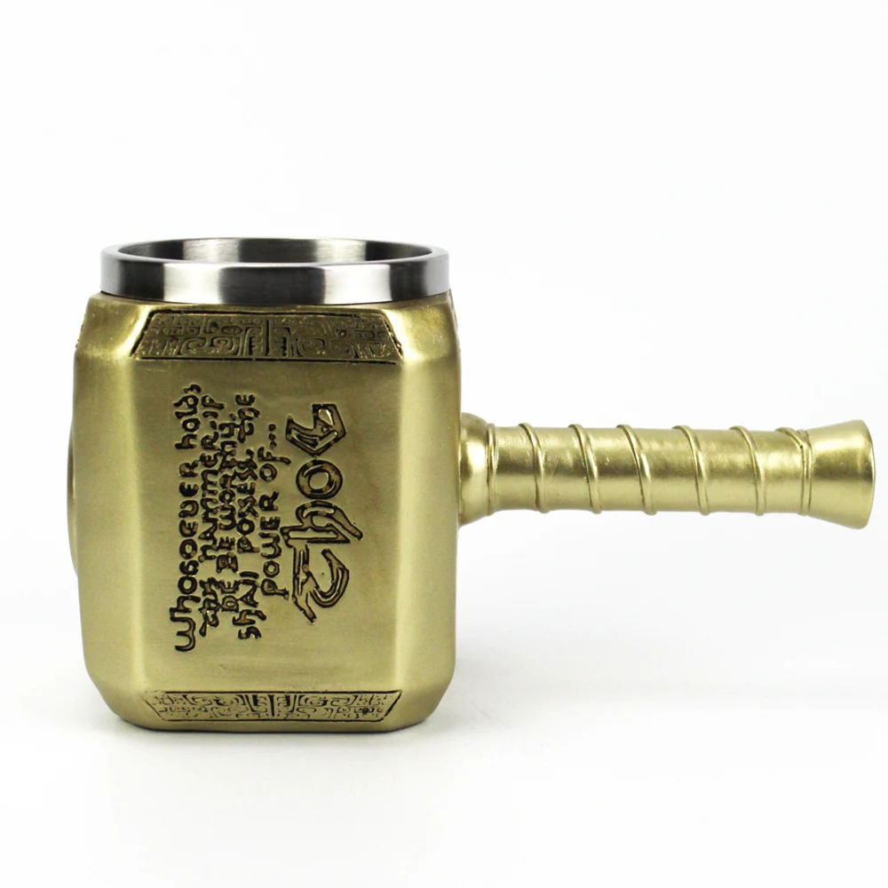 New Thor Hammer Mug With Nonslip Handle Cup Sculpted Tankard Norse