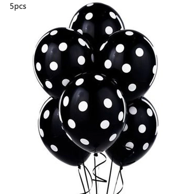 Вечерние шары с пандой, украшения для первого дня рождения, Вечерние черные воздушные шары из фольги в виде цифр, вечерние игрушки для детей - Цвет: 5pcs black dot latex