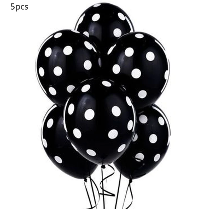 5pcs black dot latex Вечерние шары с пандой, украшения для первого дня рождения, Вечерние черные воздушные шары из фольги в виде цифр, вечерние игрушки для детей - Цвет: 5pcs black dot latex