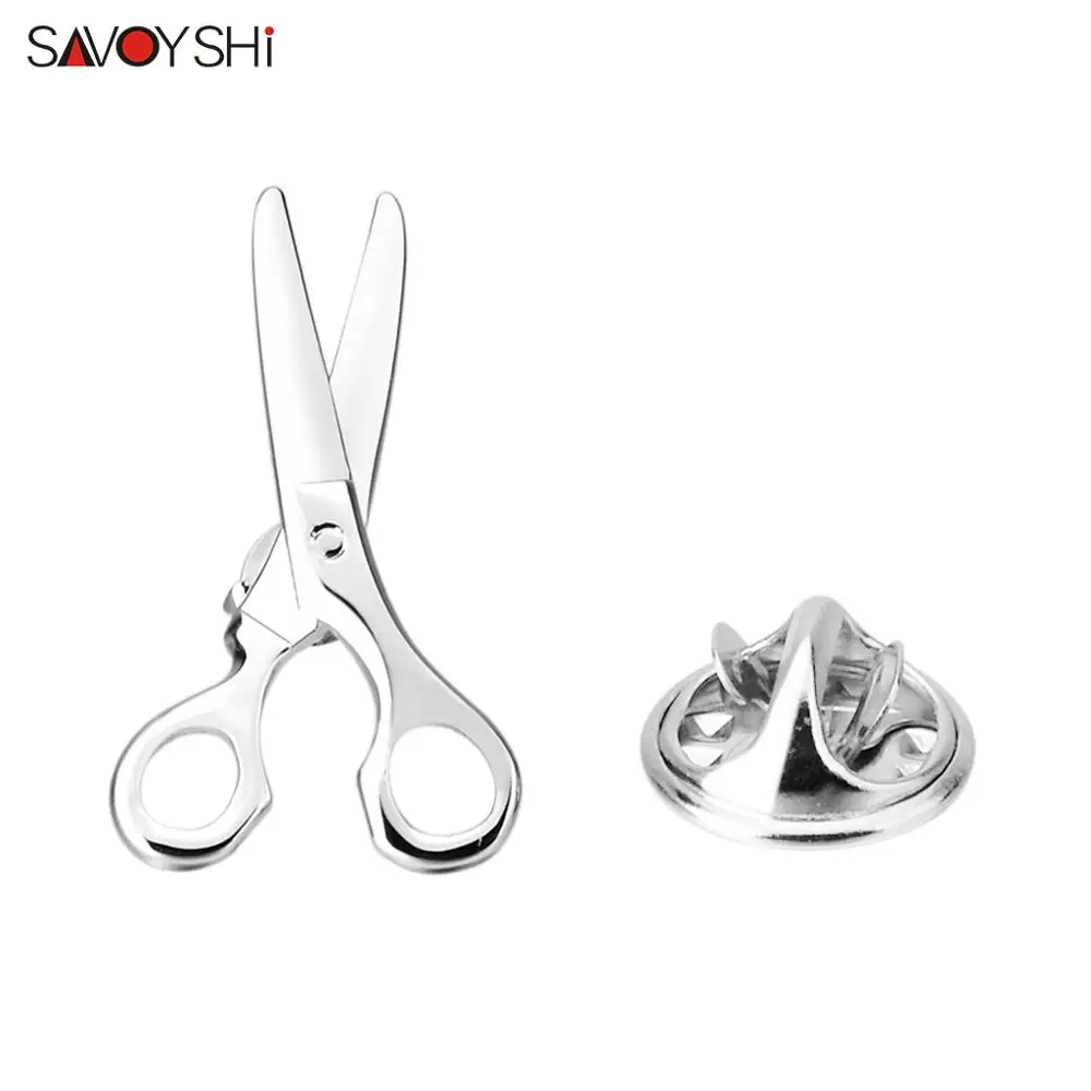SAVOYSHI новинка серебряные ножницы Брошь булавка для мужской костюм значок на пиджак шпильки ювелирные изделия лацкан булавка подарок платье шляпа аксессуары для свитера - Окраска металла: Посеребренный