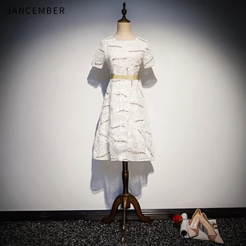 

simple lace cocktail dress party sequins applique zipper back gold belt short sleeve o neck cocktail dress vestidos coctel new