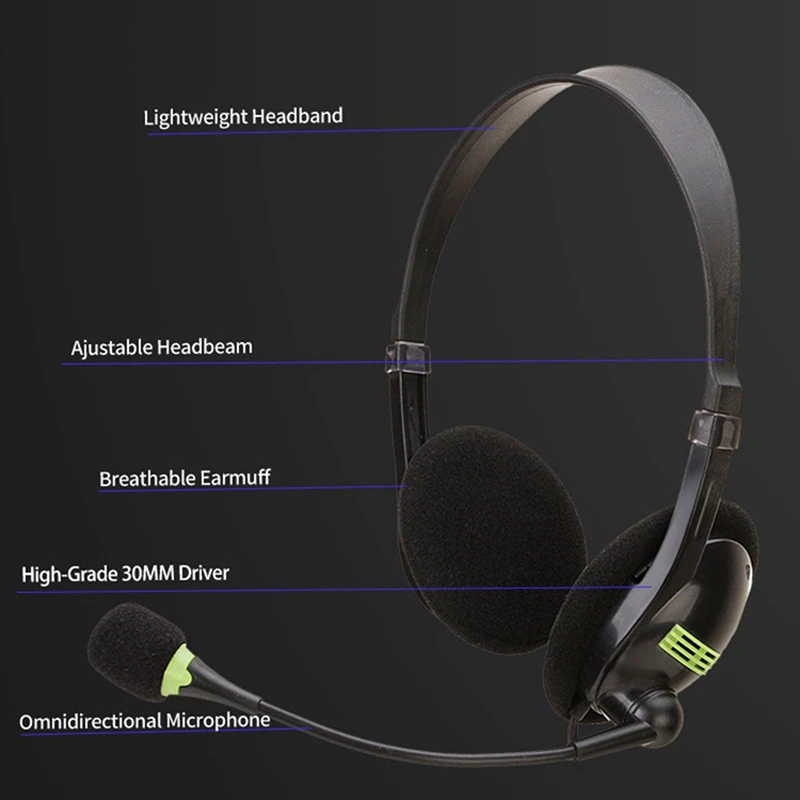 AM05 USB Headset with Microphone for PC Multi Key Control Call Center Wired Headphones HD Microphone for PC Laptop Computer