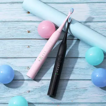 

AZDENT USB Rechargeable Electric Toothbrush Travel Portable Ultrasonic Toothbrush IPX7 Waterproof 8 Brush Head White Black Pink