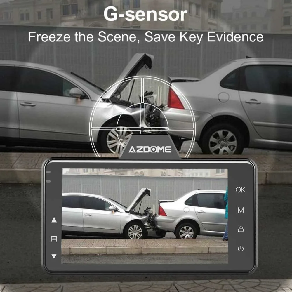M01 Dash Cam 3 дюймов 2.5D Ips Экран Автомобильный видеорегистратор Регистраторы Hd 1080P Автомобильный видеорегистратор Регистраторы G-Сенсор видеорегистратор ночного видения тире Камера