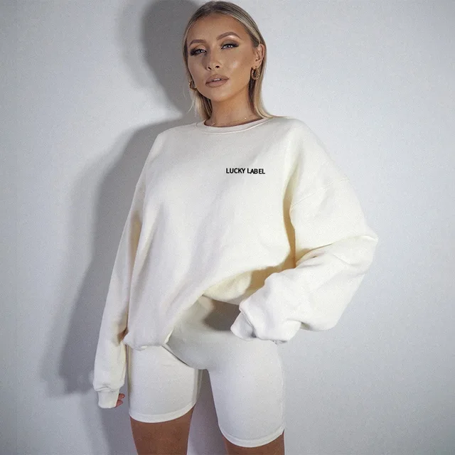 Sweatshirt Shorts Ladies Tracksuit Sets 