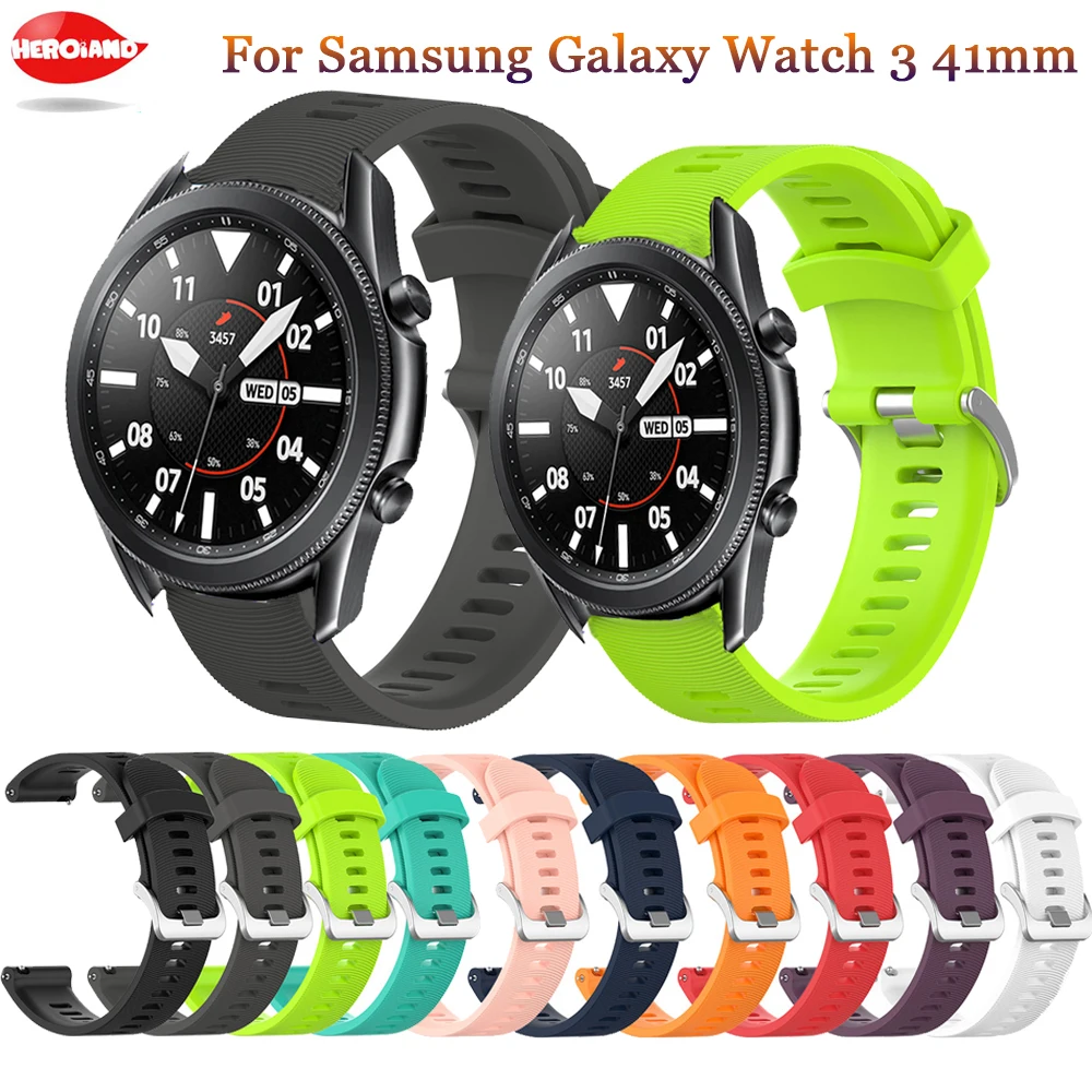 

Silicone Original 20mm band Strap For Samsung Galaxy Watch Active 2 40/44mm / 3 41mm smartwatch wristband For Huawei GT 2 42mm
