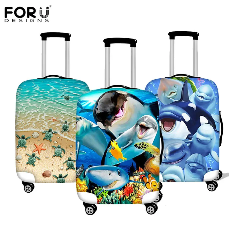 FORUDESIGNS/защитный чехол для багажа с 3D изображением морских животных, плотный эластичный чехол для костюма, чехол для багажника, чехол для багажа на колесиках, дорожная сумка для пыли