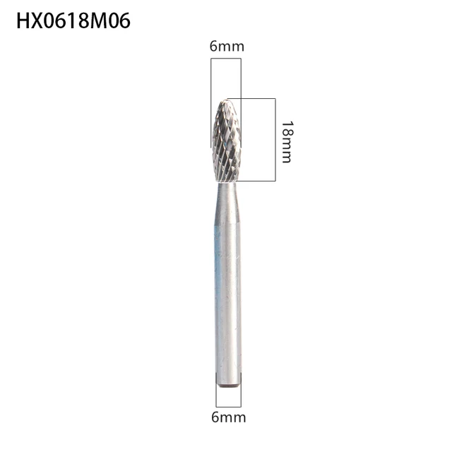 YG8 Alloy Rotary File 1Pcs Oval H-shape Single And Double Groove Tungsten Steel Woodcarving Grinding Head Carbide Milling Cutter HX0618M06